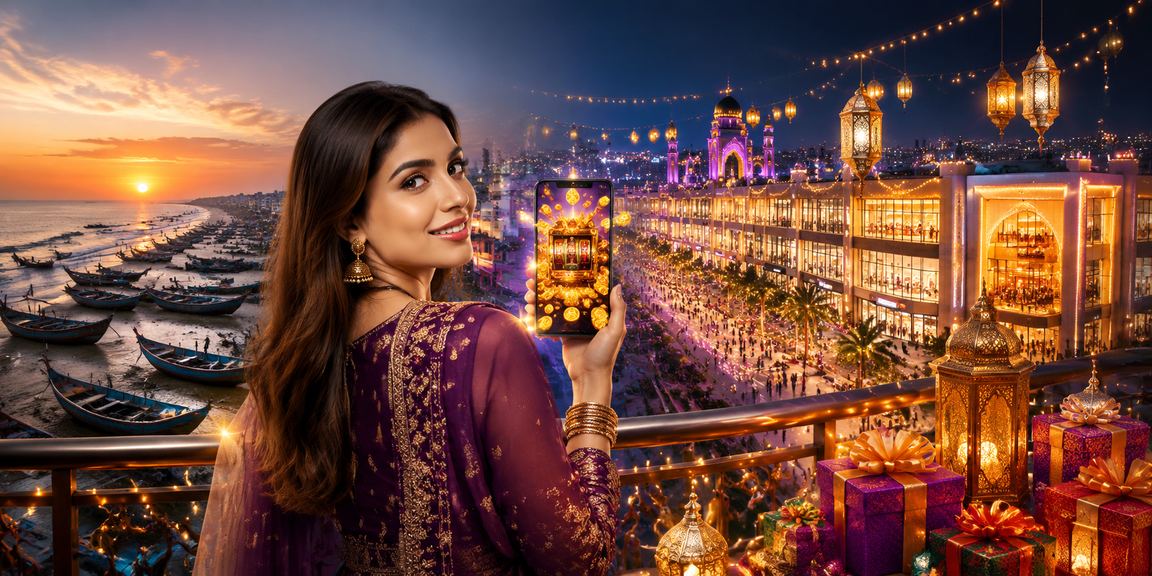 কক্সবাজারে ঈদ উৎসবে স্লট গেম খেলা চলছে